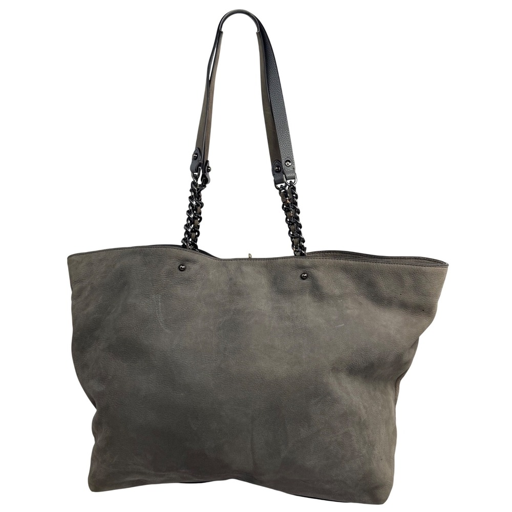 Rebecca Minkoff Grey Leather Chain Link Large Tote Bag Gunmetal Hardware